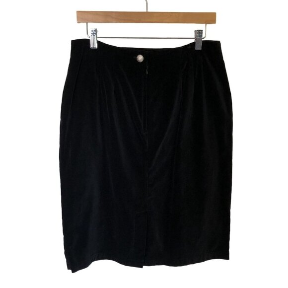 Vintage Black Velvet Pencil Skirt Women’s Size 14 Witchy Grunge Dark Romantic - Picture 2 of 8